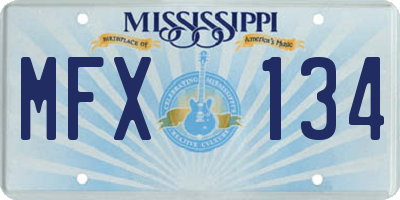 MS license plate MFX134