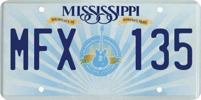 MS license plate MFX135