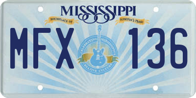 MS license plate MFX136