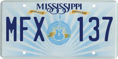 MS license plate MFX137