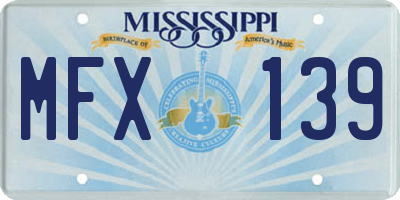 MS license plate MFX139