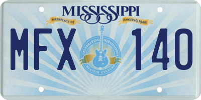 MS license plate MFX140