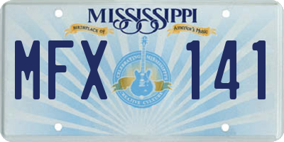 MS license plate MFX141