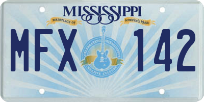 MS license plate MFX142