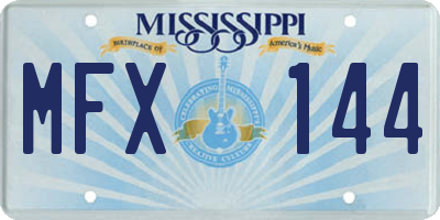 MS license plate MFX144