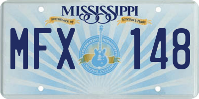 MS license plate MFX148