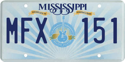 MS license plate MFX151