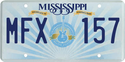 MS license plate MFX157