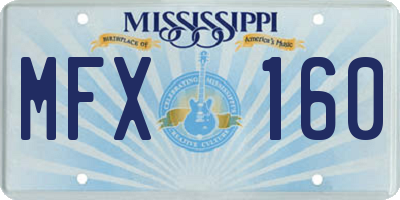 MS license plate MFX160