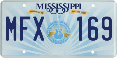 MS license plate MFX169