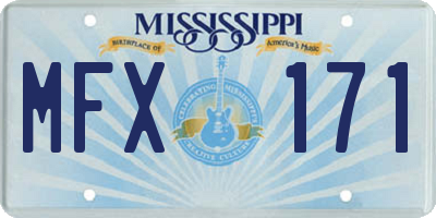 MS license plate MFX171