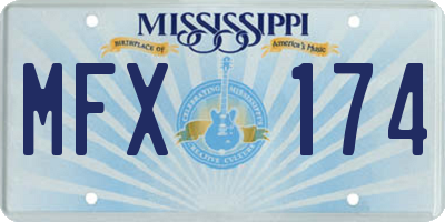 MS license plate MFX174