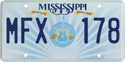 MS license plate MFX178