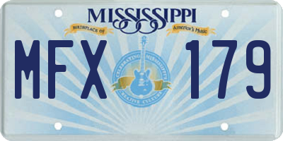 MS license plate MFX179