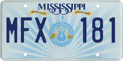 MS license plate MFX181