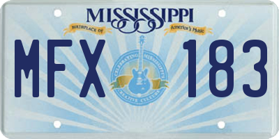 MS license plate MFX183