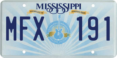 MS license plate MFX191