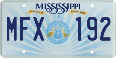 MS license plate MFX192