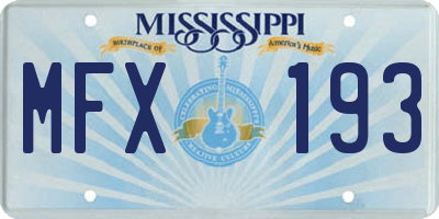 MS license plate MFX193
