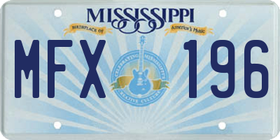 MS license plate MFX196
