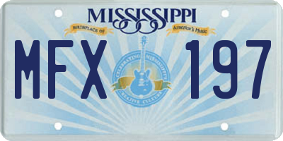 MS license plate MFX197