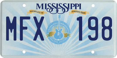 MS license plate MFX198