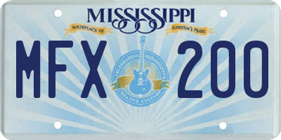 MS license plate MFX200