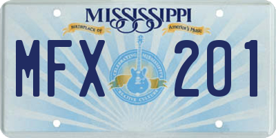 MS license plate MFX201