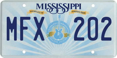 MS license plate MFX202