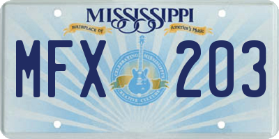 MS license plate MFX203