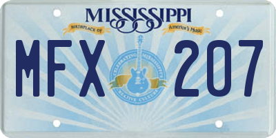 MS license plate MFX207