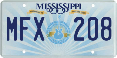 MS license plate MFX208