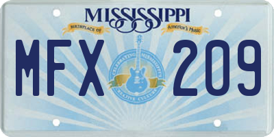 MS license plate MFX209