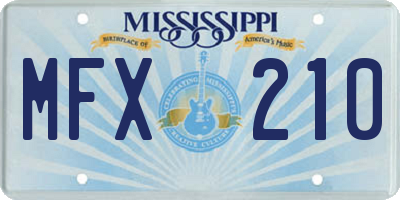 MS license plate MFX210