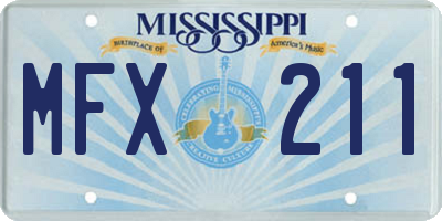 MS license plate MFX211