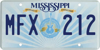 MS license plate MFX212