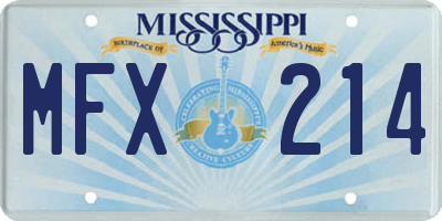 MS license plate MFX214