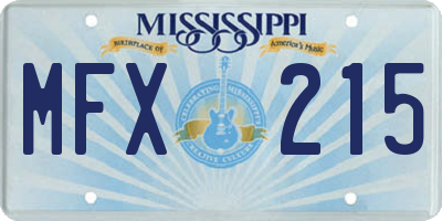 MS license plate MFX215