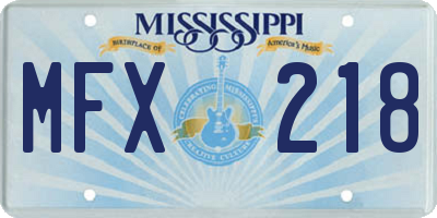 MS license plate MFX218