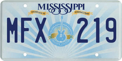 MS license plate MFX219