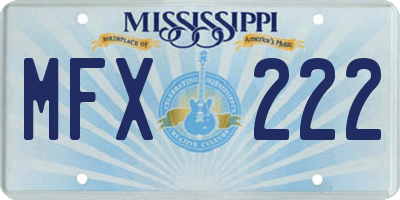 MS license plate MFX222