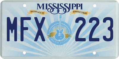 MS license plate MFX223