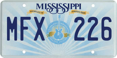 MS license plate MFX226