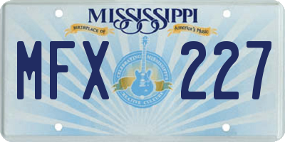 MS license plate MFX227