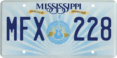 MS license plate MFX228