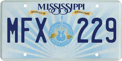 MS license plate MFX229