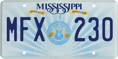 MS license plate MFX230