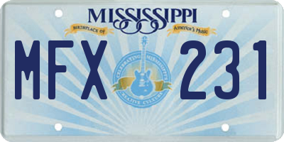 MS license plate MFX231