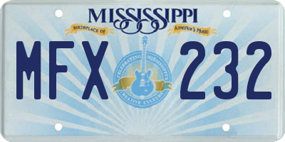MS license plate MFX232
