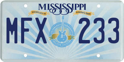 MS license plate MFX233